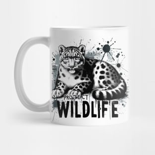 Grunge Snow Leopard - Protect Wildlife Mug